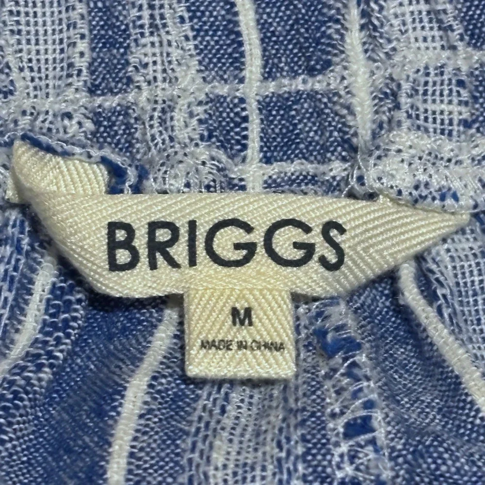 NEW Briggs Women M Linen Blend Wide Leg‎ Striped Pants Drawstring Casual Coastal